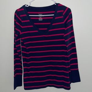 Mossimo 💖Bundle It!💖 Pink and Blue Striped V-Neck Casual Tee Long Sleeve Shirt